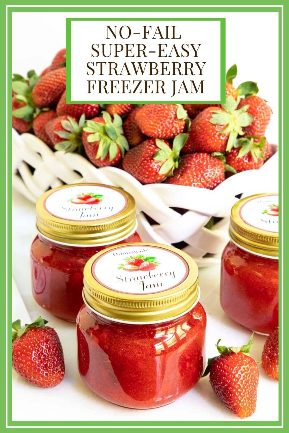 No Fail, Super Easy Strawberry Freezer Jam (free printable labels for gifting)