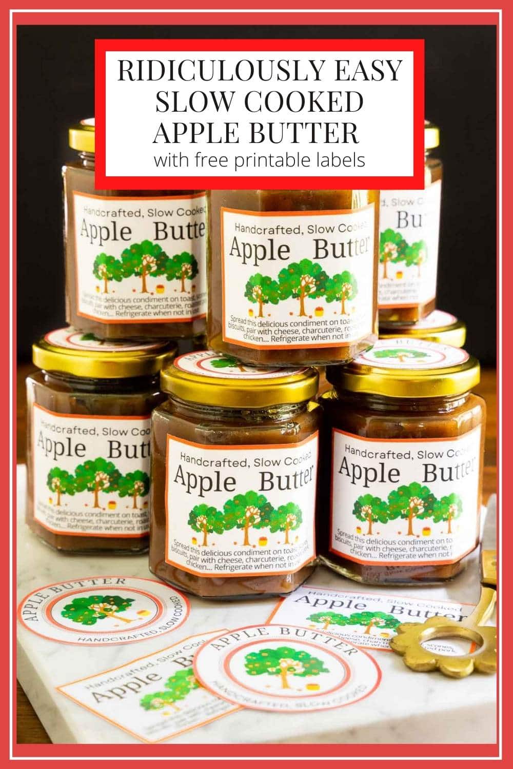 Ridiculously Easy Slow Cooked Apple Butter (with free printable gift labels)