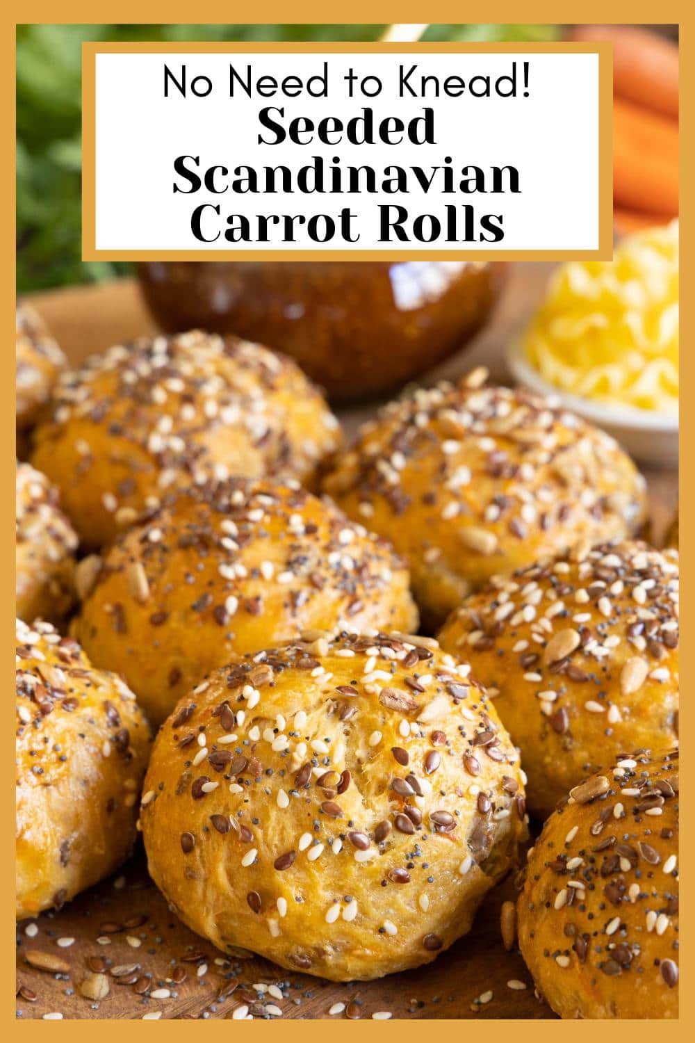 No-Knead Scandinavian Seeded Carrot Rolls