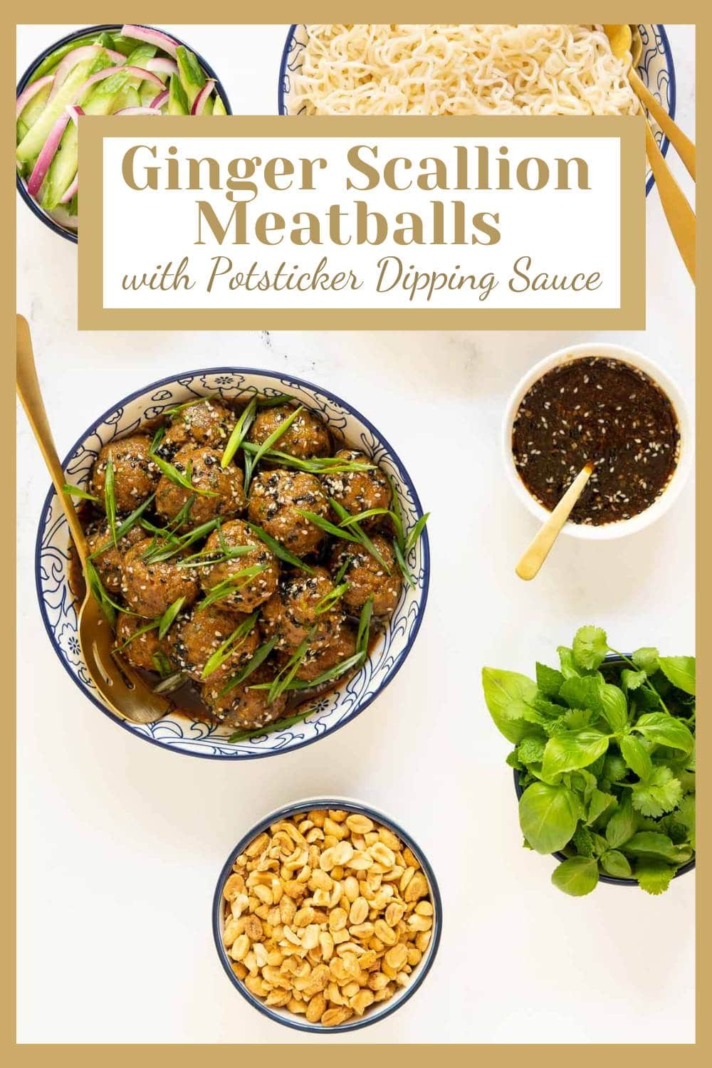 Ginger Scallion Meatballs with Potsticker Dipping Sauce