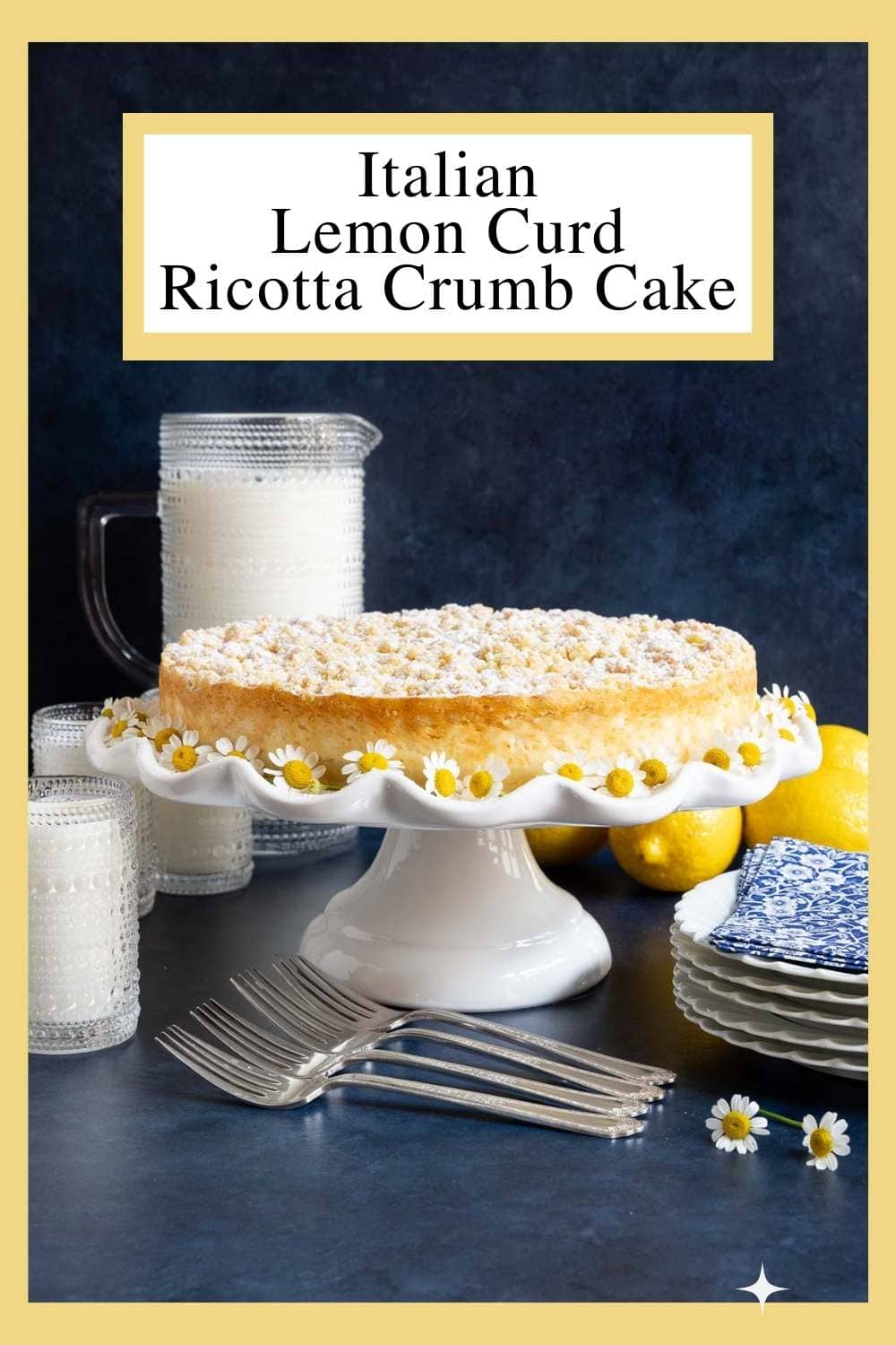 Italian Lemon Curd Ricotta Crumb Cake (Torta Sbrisolona)