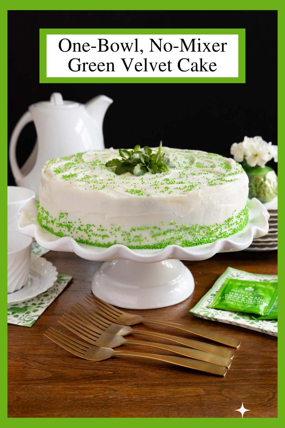 One-Bowl, No-Mixer Green Velvet Cake