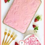 Strawberry Sheet Cake in a rectangular pan.