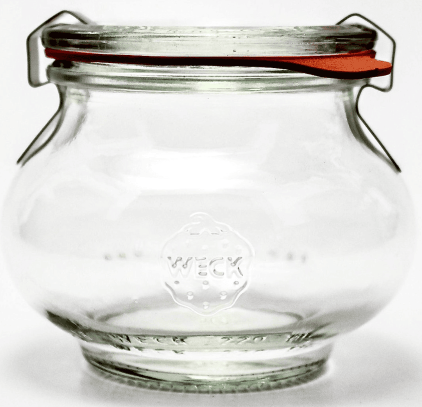 Mini Deco Jar by Weck with a rubber seal and two stainless steel clamps.