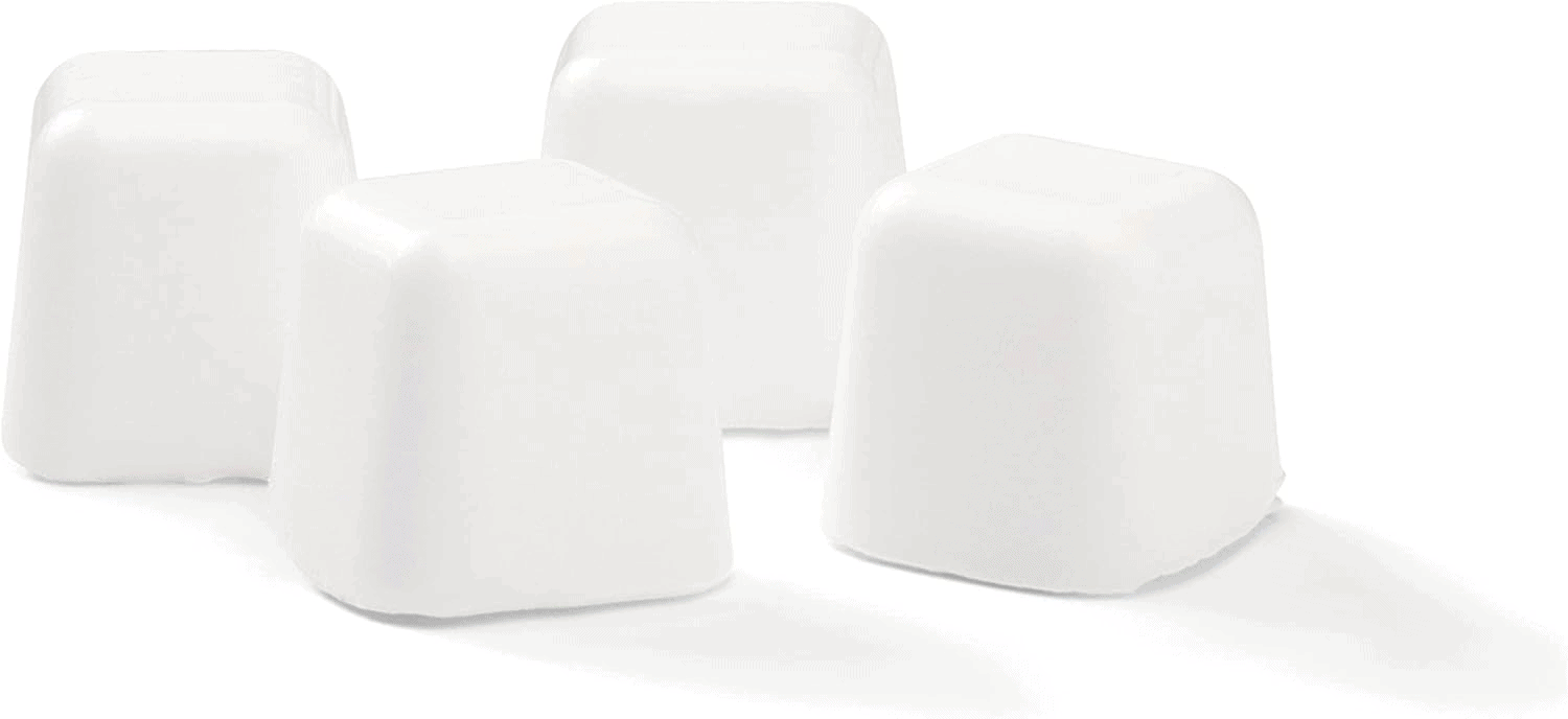 3 white Weber fire starter cubes arranged on a white surface