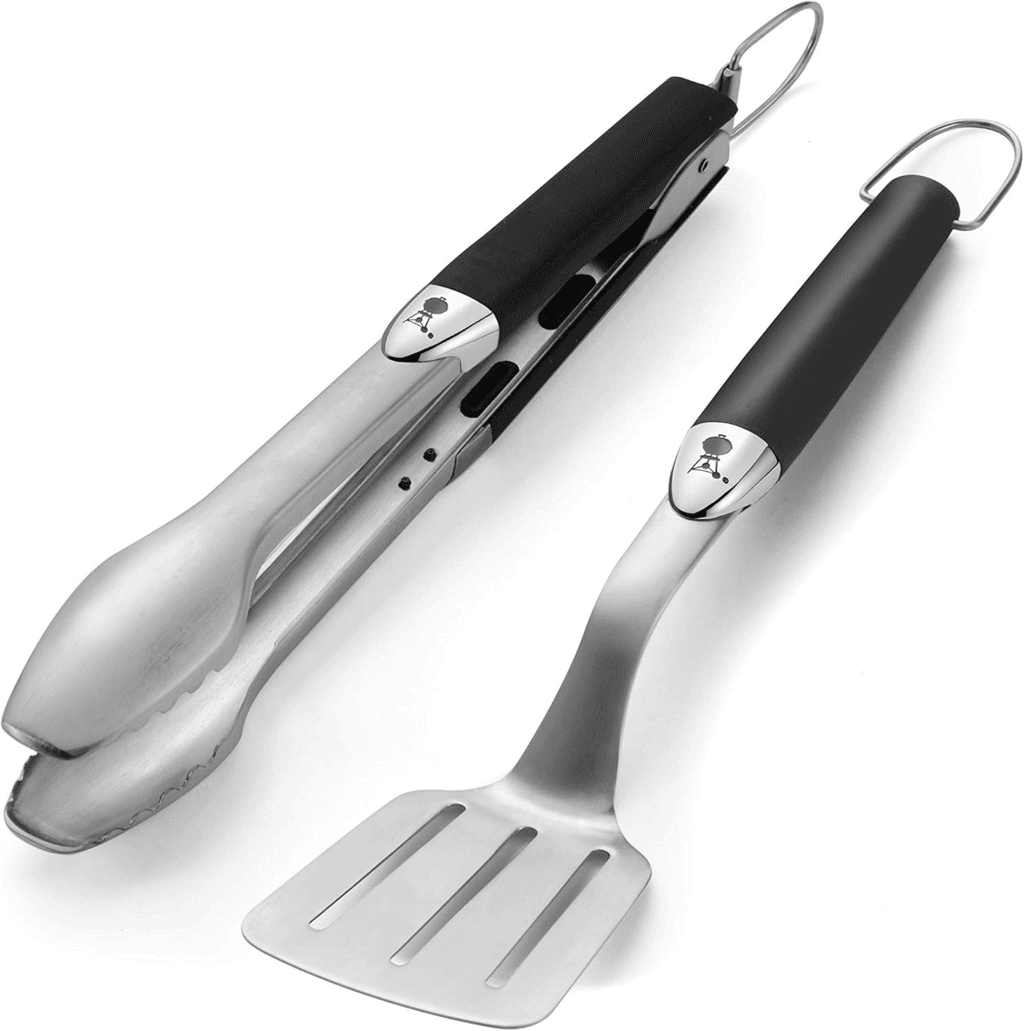 3 stainless steel Weber Grill tools with black handles