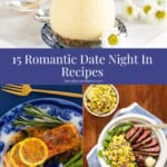 Collage of date night recipes