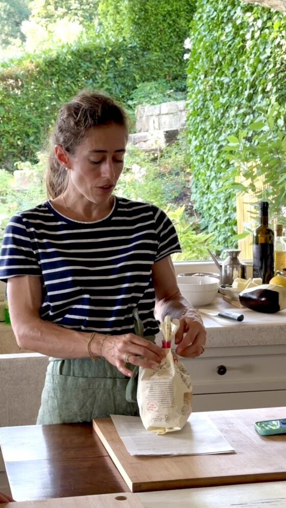Maria teaching an authentic pasta-making class in her kitchen overlooking Lake Garda, Italy.