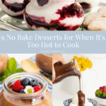 collage of no bake desserts