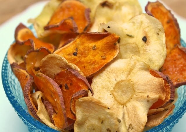 Sweet Potato and Parsnip Chips - healthy, delicious and you won't believe how easy they are! Made in the microwave!!