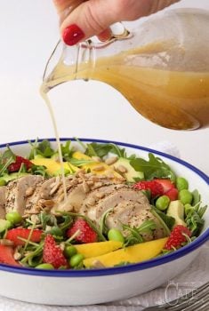 Arugula Chicken Salad with Mango and Strawberries