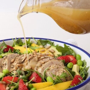 Arugula Chicken Salad with Mango and Strawberries