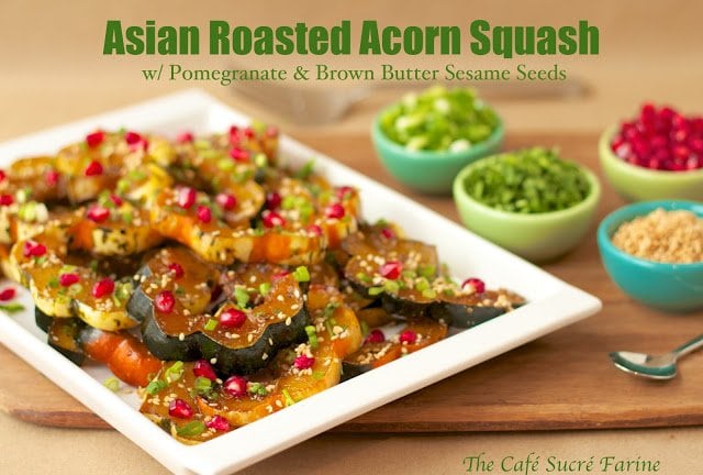 Asian Roasted Acorn Squash with Pomegranate and Brown Butter Sesame Seeds - it's beautiful and amazingly delicious!