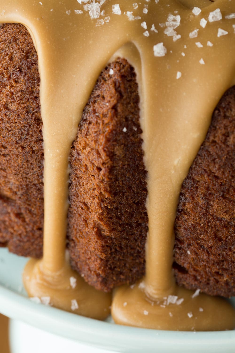 Banana Pound Cake with Salted Toffee Icing - the most delicious, easy banana cake you'll ever make! thecafesucrefarine.com