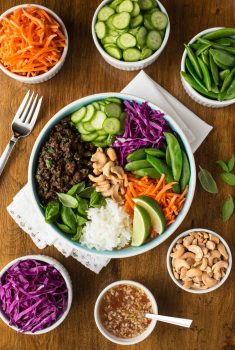 Basil Beef Rice Bowls - an easy, Thai-inspired meal in a bowl that's fresh, vibrant, healthy and super delicious!