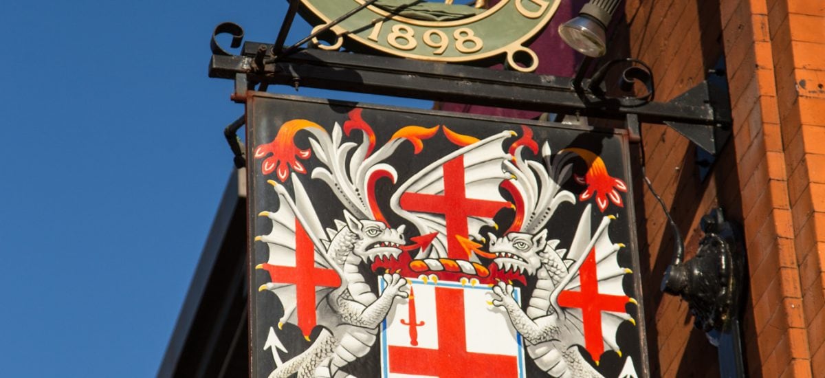 Photo of a pub along a biking path on the Thames River in London, England.