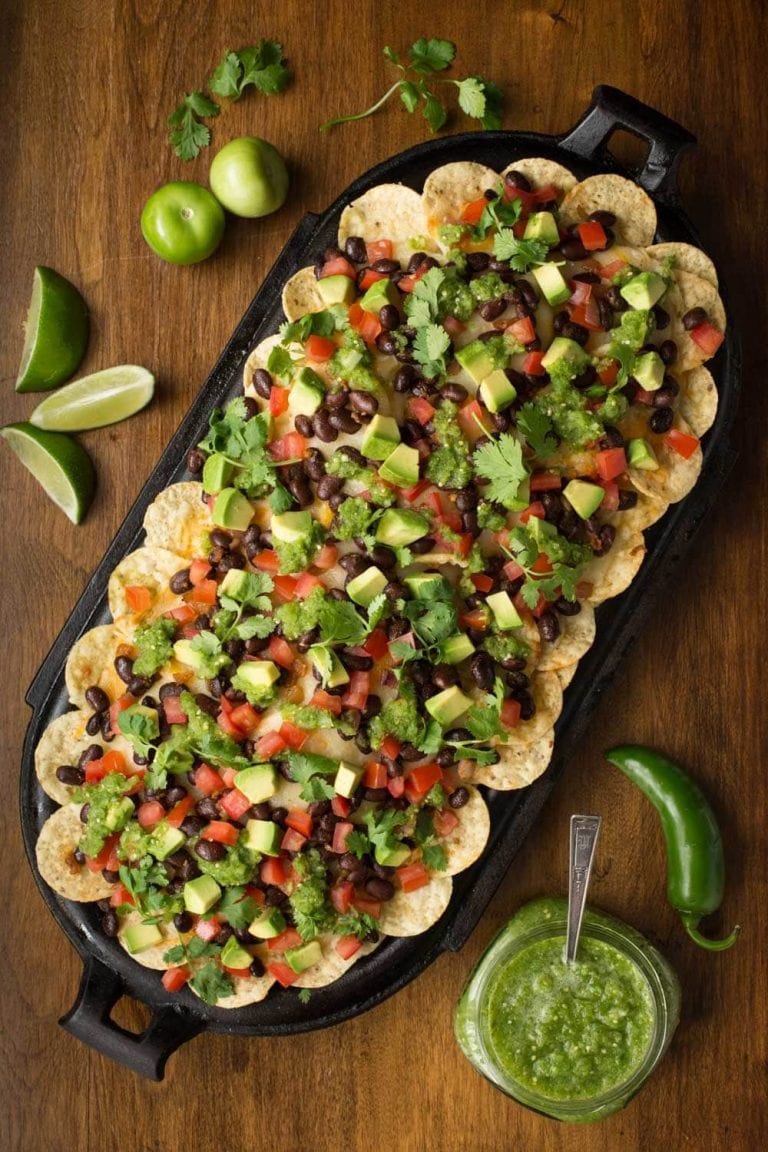 Black Bean Nachos with Salsa Verde - fresh and vibrant, this easy South of the border appetizer will be the first thing to disappear!