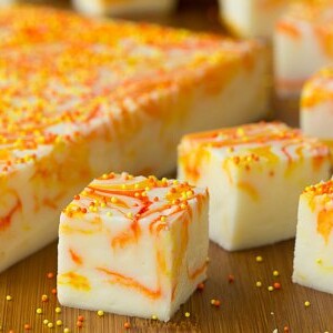 Candy Corn Swirled Fudge