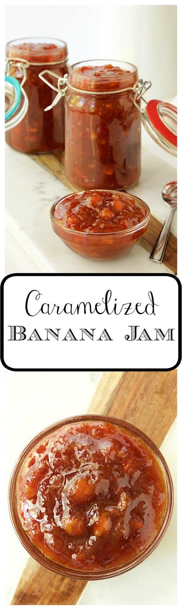 Caramelized Banana Jam - amazingly delicious on yogurt, toast, biscuits, pancakes, ice cream... and another way to use ripe bananas.