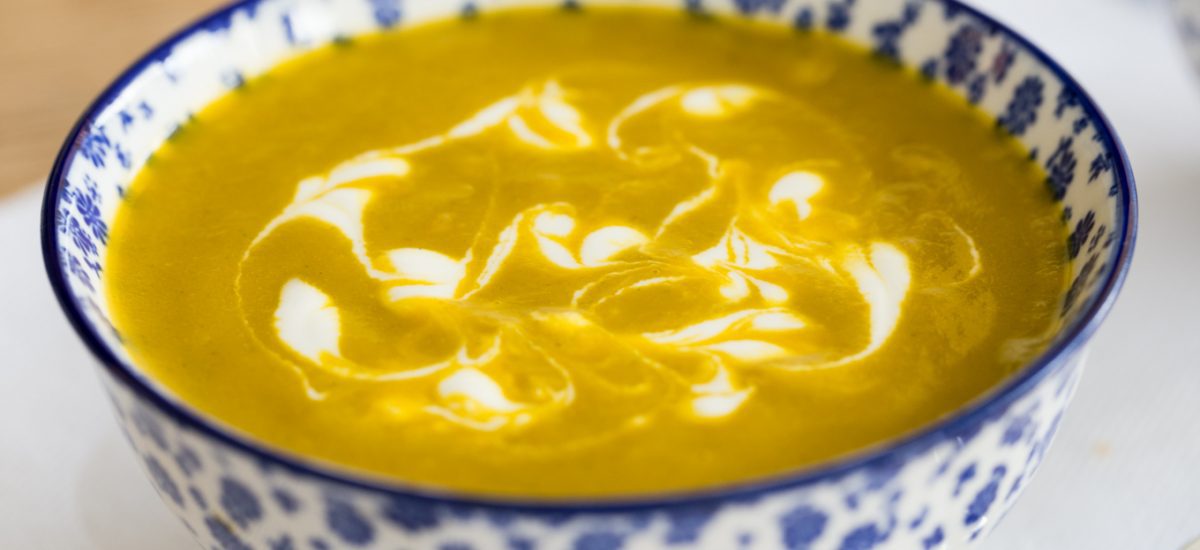 Photo of a bowl of Carrot Coriander Soup.