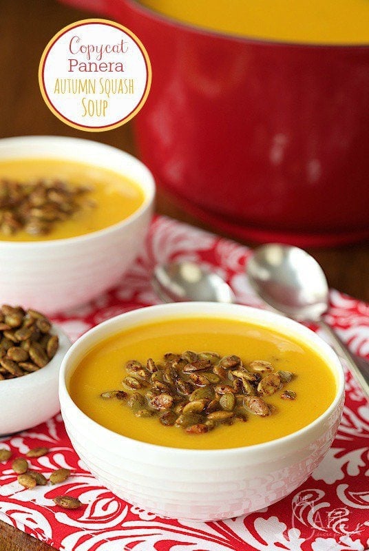 Copycat Panera Autumn Squash Soup - have you tried this soup at Panera? Oh my word, it's wonderful and I think this one's really close! www.thecafesucrefarine.com