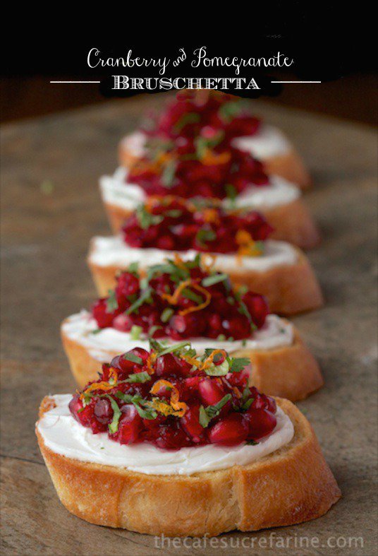 Cranberry and Pomegranate Bruschetta - This bright, fresh healthy appetizer makes a delightful bruschetta but there are tons of other delicious ways to use it - check it out!
