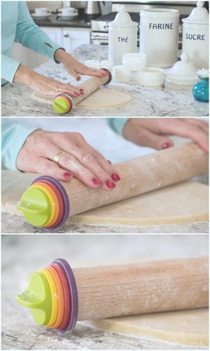 Stock photo of an adjustable height rolling pin.