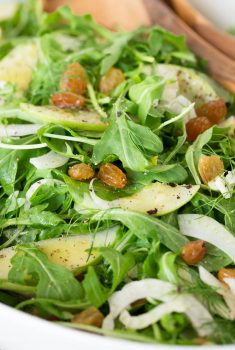 Granny Smith and Fennel Arugula Salad - beautiful and delicious, this seasonal salad is a perfect way to add a fresh touch to all those winter, comfort meals!
