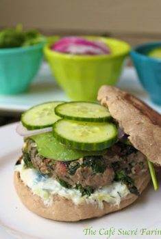 Greek Burgers With Tzatziki Sauce - all your favorite Greek ingredients, all dressed up in a burger!