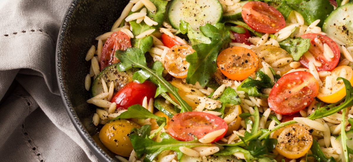 Greek Pasta Salad - from Terra's Kitchen. All the work is done ahead of time for you! This wonderful salad comes together in less than 15 minutes with a little help from Terra's Kitchen. thecafesucrefarine.com