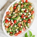 Overhead picture of Green Bean Caprese Salad