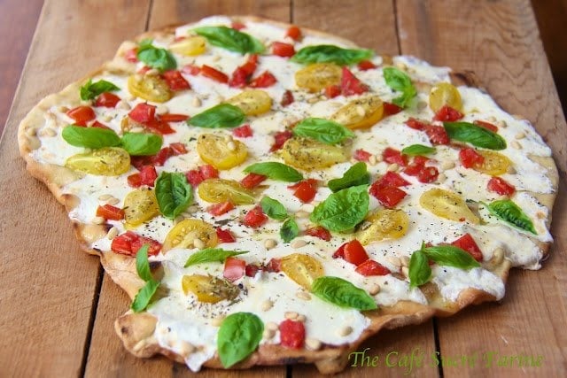 Grilled Pizza Margherita - with a shatteringly crisp, super thin crust this simple pizza is always a winner! 