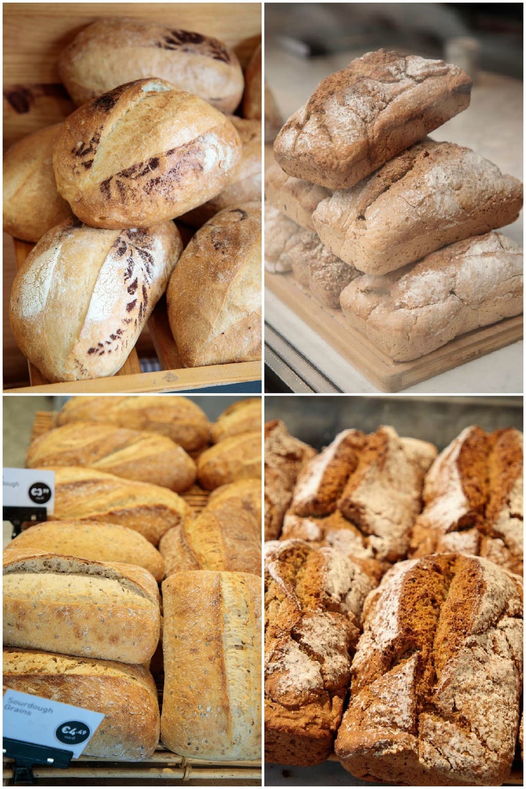 Phot of different types of Irish breads from a traditional Irish bakery.