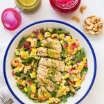 Lemon Oregano Chicken and Corn Salad - a delicious, vibrant, healthy salad that's loaded with fresh flavor and works well in any season!