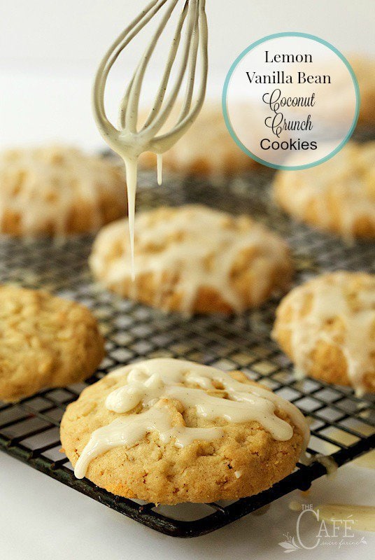 Lemon Vanilla Bean Coconut Crunch Cookies - the name explains a lot but it doesn't tell that they're also buttery, crisp and melt-in-your-mouth delicious!  thecafesucrefarine.com