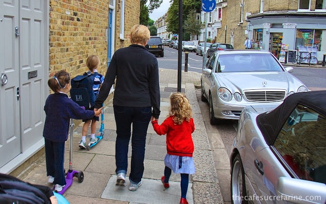 Walking and scootering to school on a typical Everyday London day.