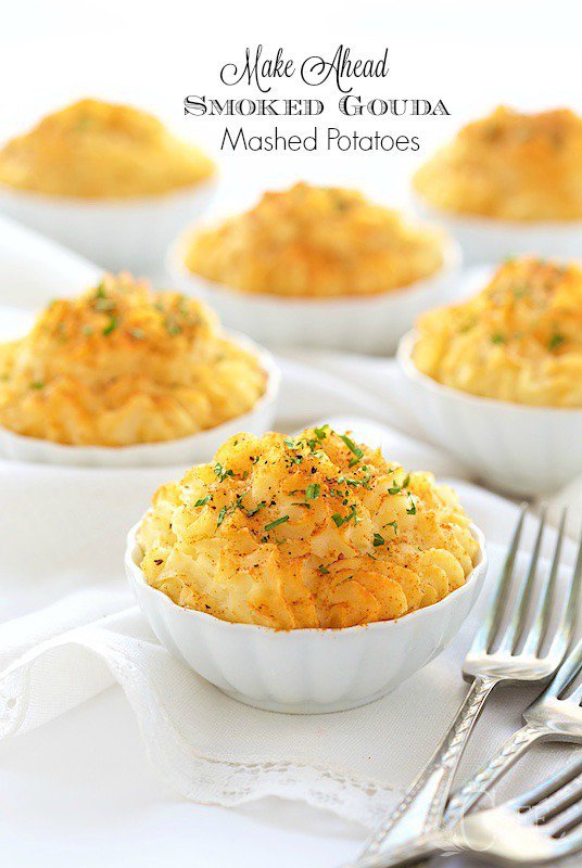 These Make Ahead Smoked Gouda Mashed Potatoes are delicious, versatile, great for everyday or entertaining and perfect for eliminating last minute stress!