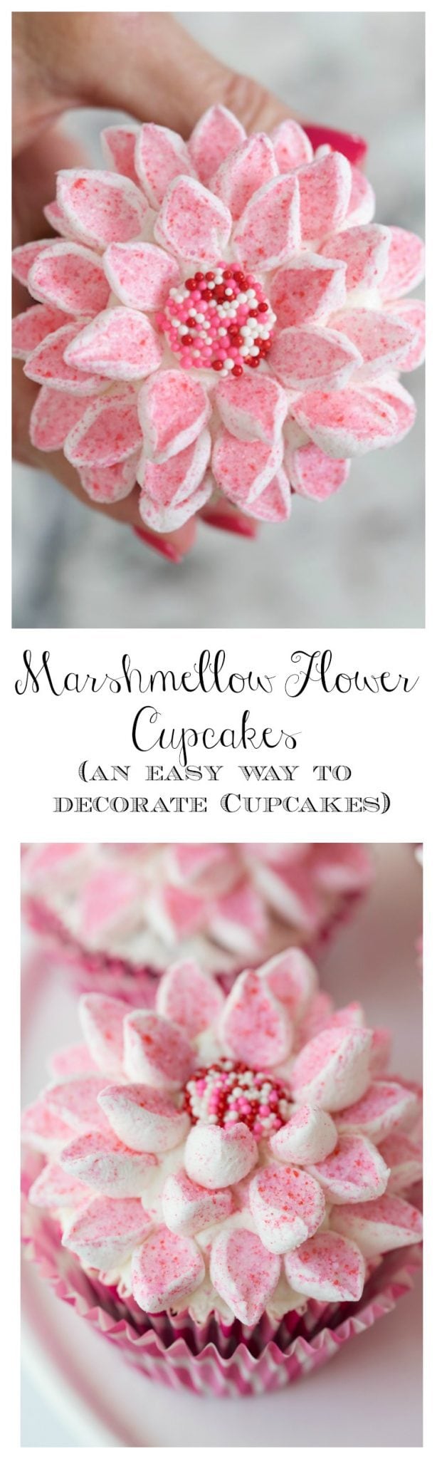 Marshmallow Flower Cupcakes - the easy way to decorate beautiful cupcakes!