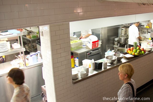 Photo of the kitchen at Nopi Restaurant in London, England.