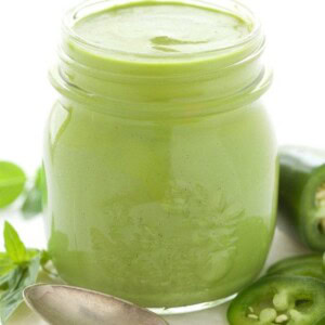 Peruvian Green Sauce - a fresh, vibrant sauce that's fabulous drizzled on anything from the grill. t's also great with potatoes, rice, drizzled on black beans as a dipping sauce for shrimp....