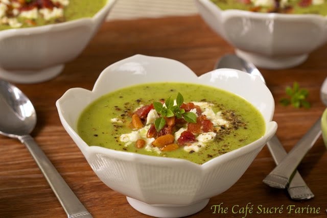 Spinach and Potato Soup - A silky smooth soup with lots of healthy veggies. A can of chick peas is the secret ingredient that adds extra protein and fiber.