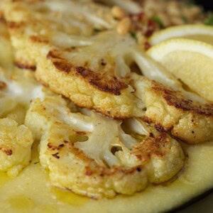 Roasted Cauliflower Steaks and Polenta