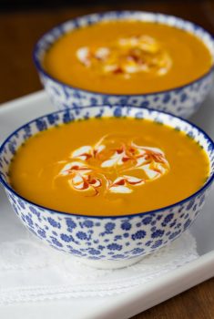 Roasted Thai Carrot and Sweet Potato Soup - if you love lots of flavor but want to cut back a bit on calories, this delicious Thai-inspired soup is perfect for you!