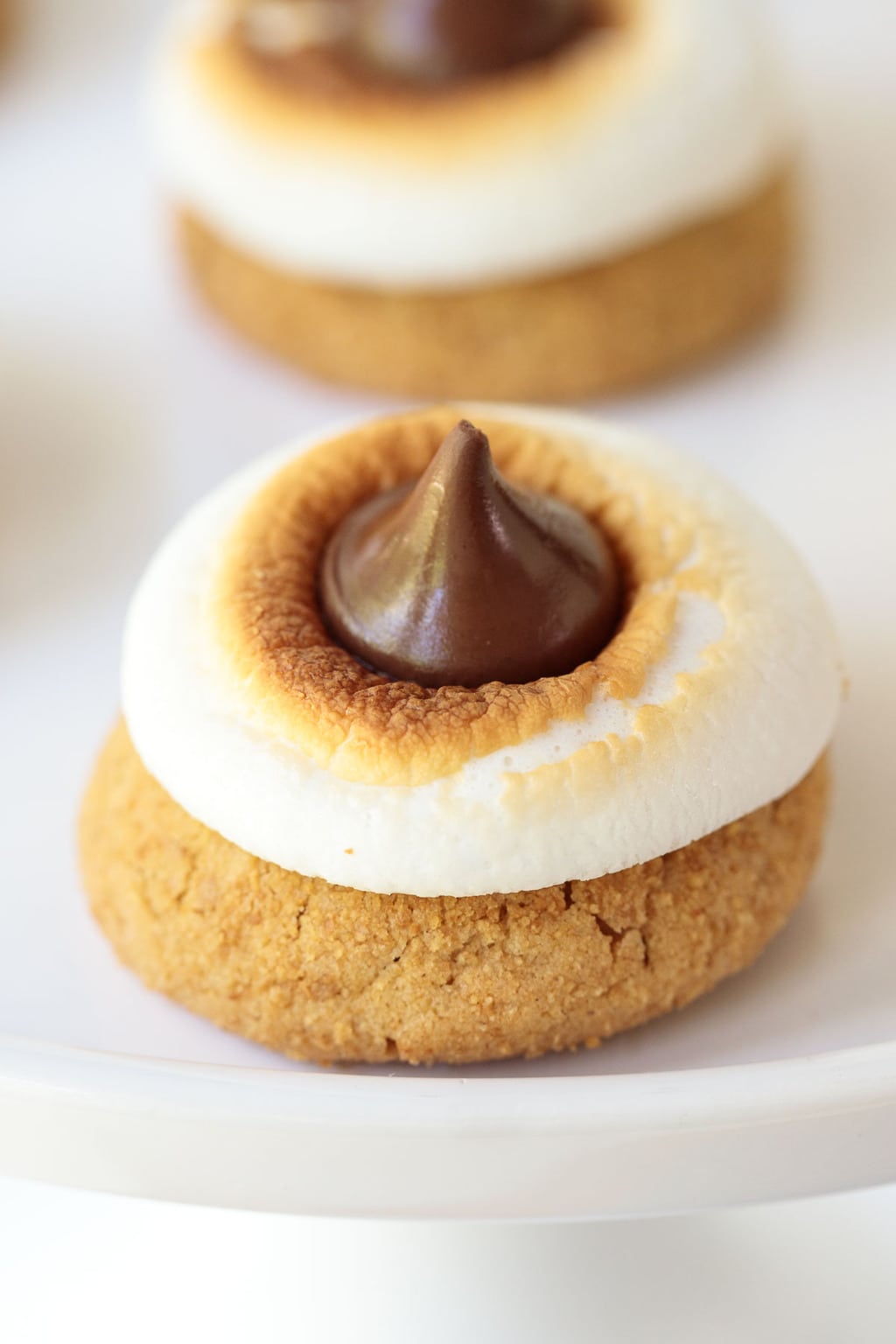 Closeup of S'mores Blossom Cookies.