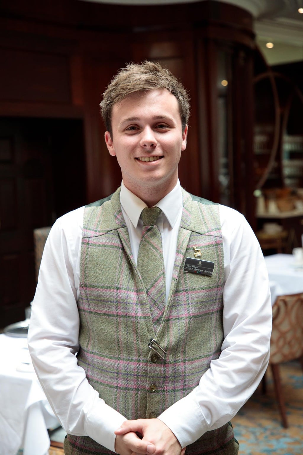 Photo of a waiter at the restaurant in Culloden Estate and Spa outside of Belfast, Northern Ireland.