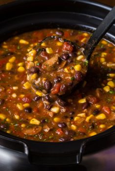 Slow Cooker Black Bean and Chicken Sausage Tortilla Soup - easy, fun and super delicious!