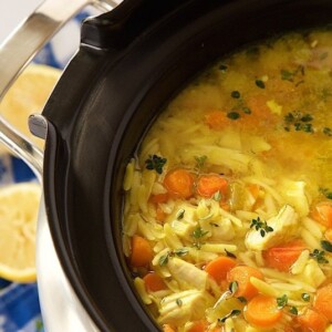 Slow Cooker Lemon Orzo Chicken Soup - for those days that you want a delicious dinner ready with minimal effort.