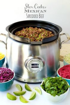 Slow Cooker Mexican Shredded Beef -is perfect for all sorts of south of the border entrees; tacos, enchiladas, burritos, tamales, Mexican salads, etc. And the slow cooker does most of the work!