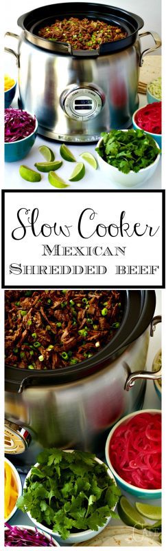 Slow Cooker Mexican Shredded beef collage