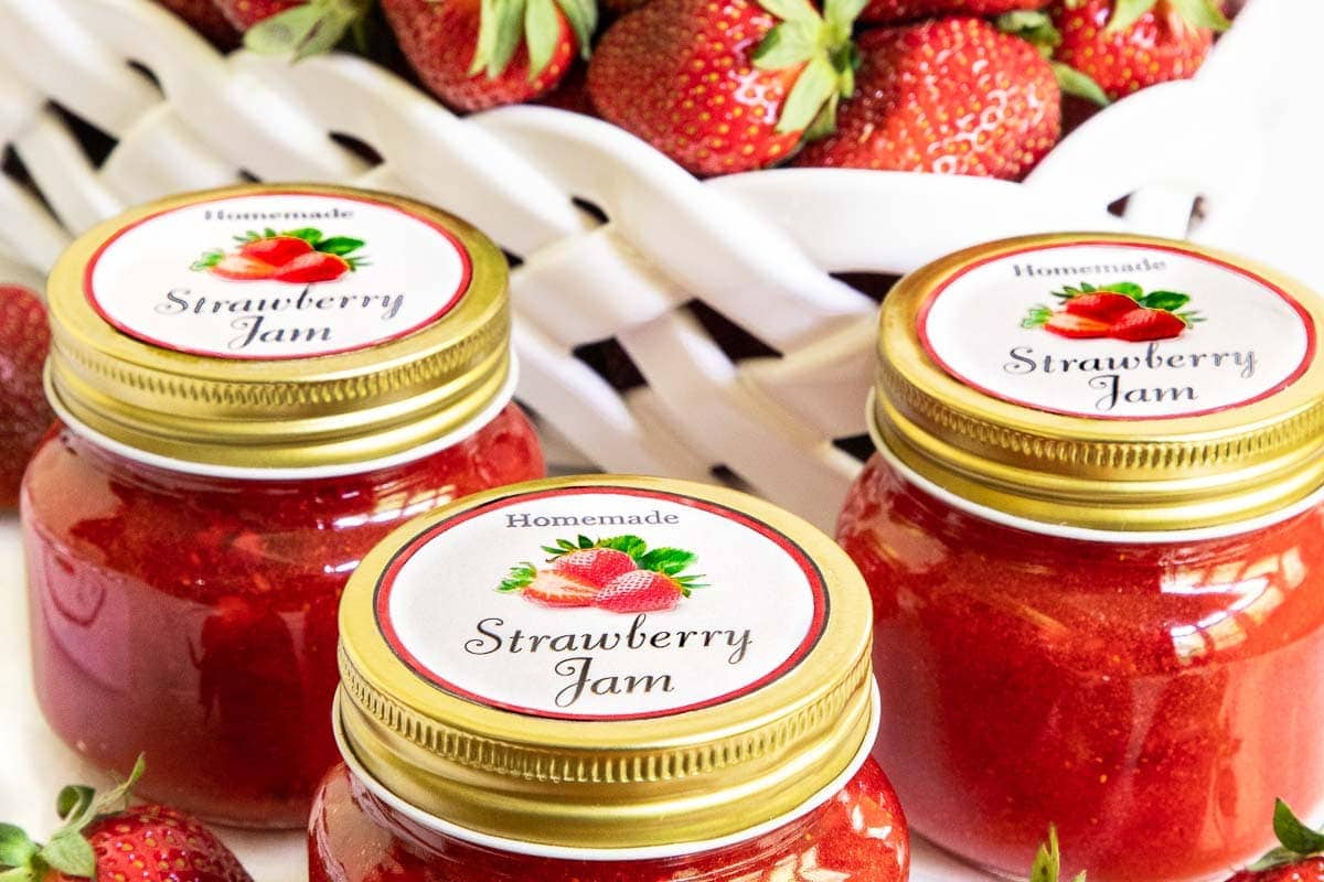 No Fail, Super Easy Strawberry Freezer Jam (free printable labels for  gifting) - The Café Sucre Farine